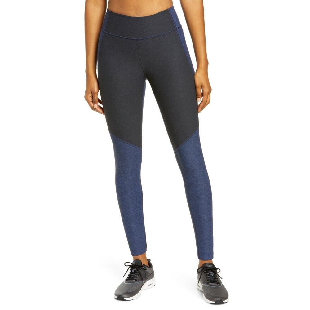 Outdoor Voices Mid Rise Colorblock Black Blue Athletic Leggings Size Medium